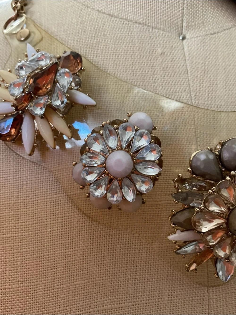 💜💜💜Statement Floral Bib Necklace in Blush and Gold